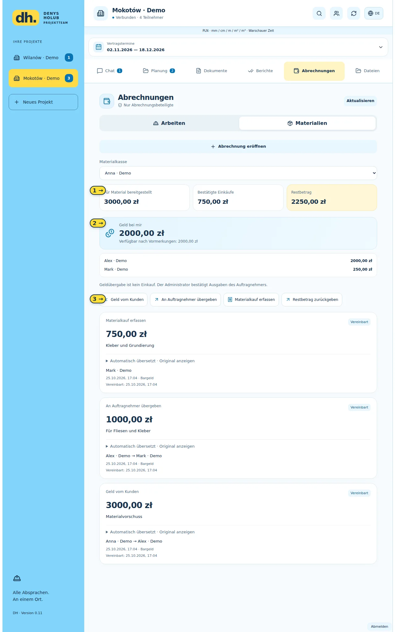 12 / Bargeld und Materialmittel